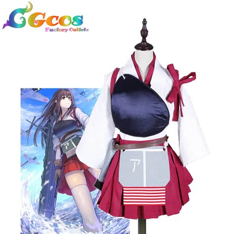 Cgcos Free Shipping Cosplay Costume Kantai Collection Kancolle Anime Aircraft Carrier Akagi Red