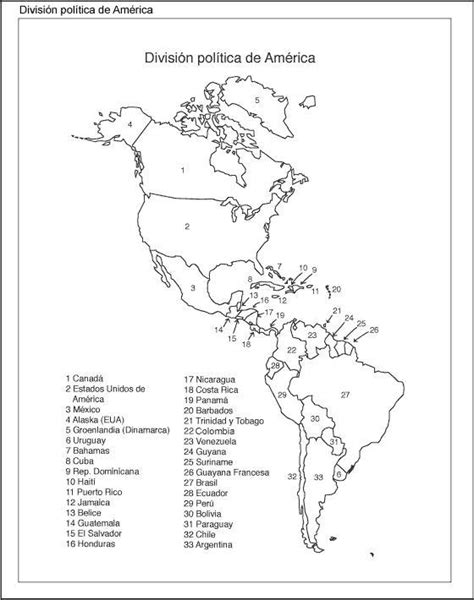 Mapa Del Continente Americano Con División Política Y Nombres Brainlylat