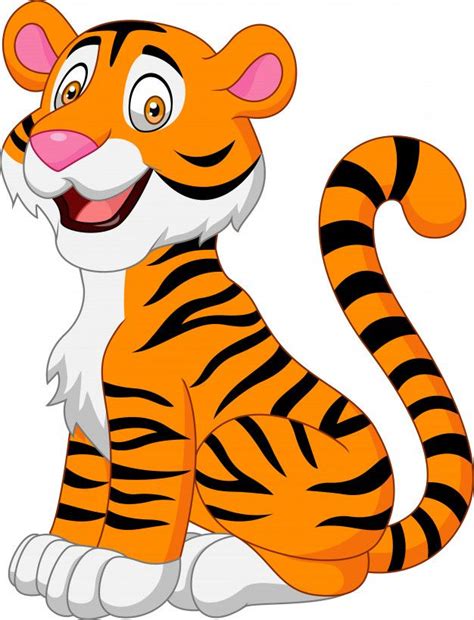A Cartoon Tiger Sitting On The Ground With Its Tongue Out And Eyes Wide