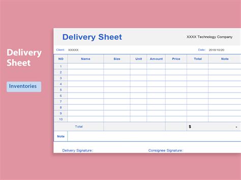 Excel Of Simple General Delivery Sheet Xlsx Wps Free Templates