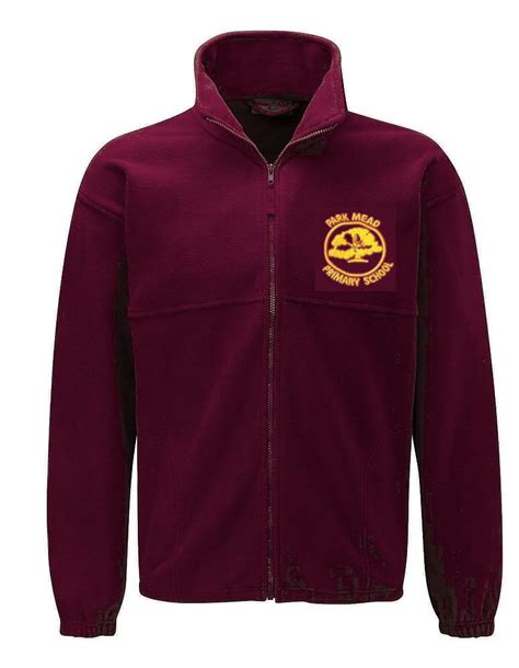 Burgundy Fleece Jacket With Embroidered Park Mead Logo Kids Biz