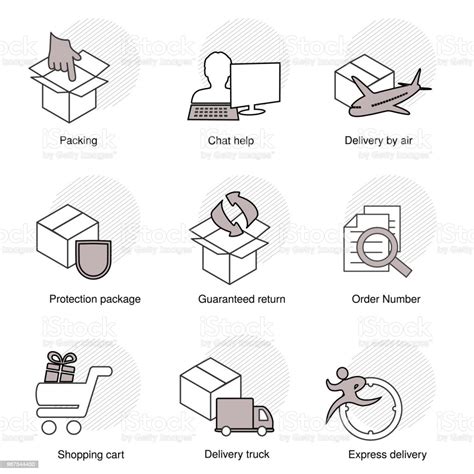 Vector Simple Set Of Delivery Symbols Line Business Icons Packing Chat