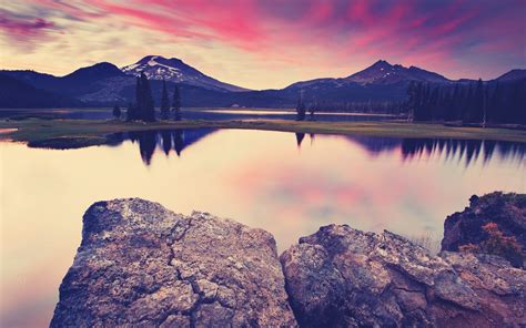 Wallpaper Landscape Mountains Sunset Sea Lake Water Rock