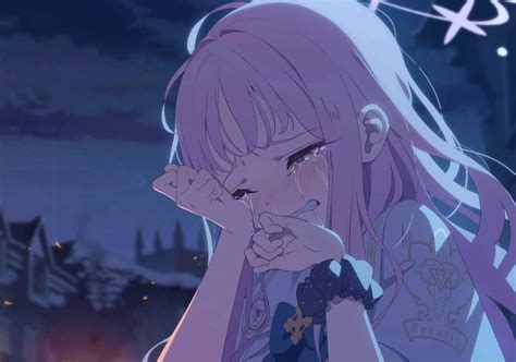 Tears Anime Anime Girls Crying Blushing Blue Archive Misono Mika