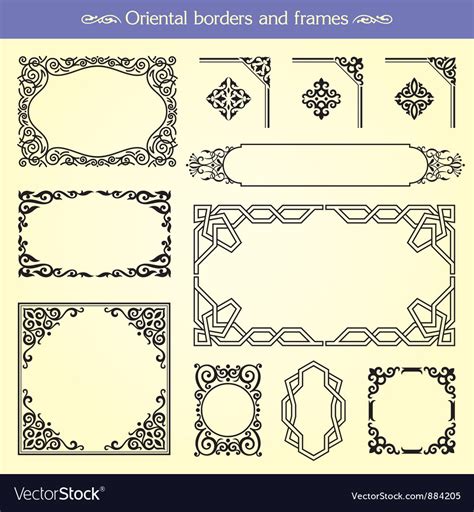 Oriental Asian Borders And Frames Royalty Free Vector Image