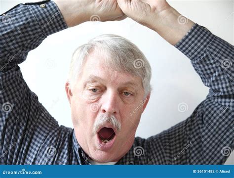 Yawning Senior Man Stock Photo Image Of Yawning Open 36101482