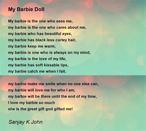 My Barbie Doll My Barbie Doll Poem By Sanjay K John