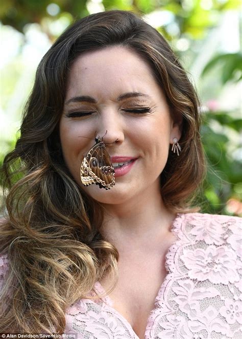 A Butterfly Lands On Kelly Brooks Face At The Hampton Court Flower