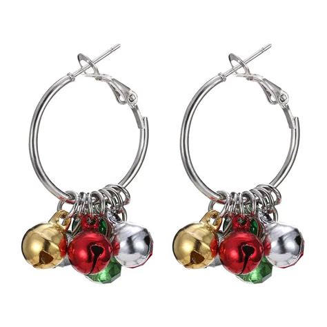 Christmas Bell Hoop Earrings Hypoallergenic Christmas Jewelry T For
