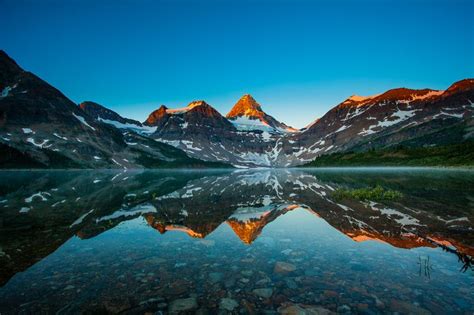 Mount Assiniboine Reflection By Puttsk Mountain Landscape