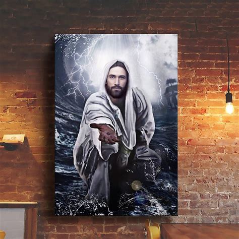 Jesus Reaching Hand Canvas Poster Come Follow Me Etsy