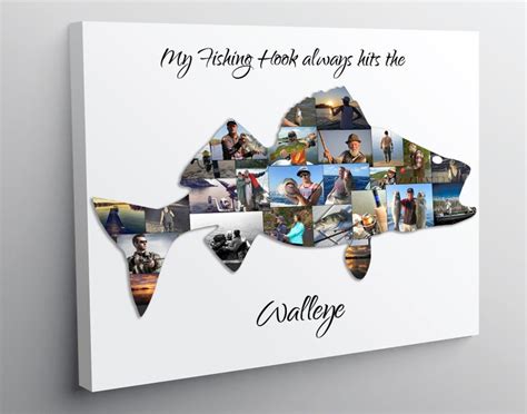Walleye Fish Photo Collage Fishing Ts For Men Fishing Etsy