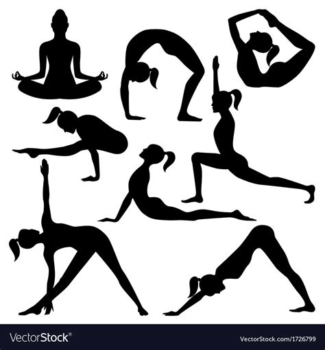 Silhouettes Of Yoga Positions Royalty Free Vector Image