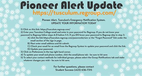 Pioneer Alert Account Updates Tusculum University