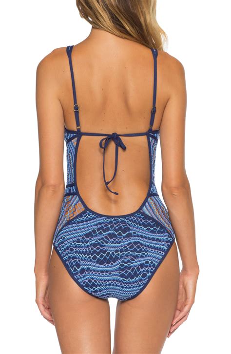 Becca Reveal Plunge One Piece Swimsuit In Navy Blue Save 41 Lyst