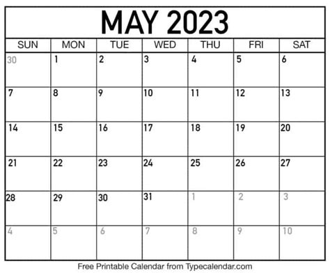Free Printable May 2023 Calendars Download