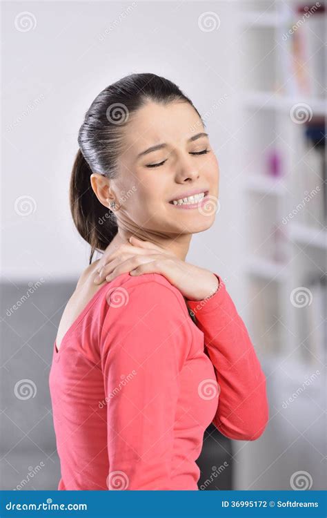 Woman Neck Pain Stock Photo Image Of Backpain Back 36995172