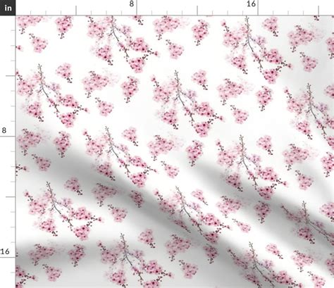 Cherry Blossoms Fabric Cherry Blossom Branches By Loloballs Etsy