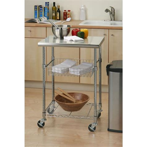 Seville Classics Stainless Steel Kitchen Cart With Shelf She18321b
