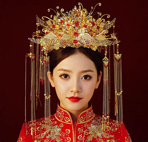 Chinese Bride Hair Style Matching Hair Accessories Tradition Hair