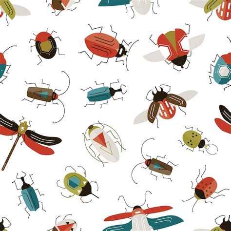Premium Vector Bugs And Beetles Seamless Pattern