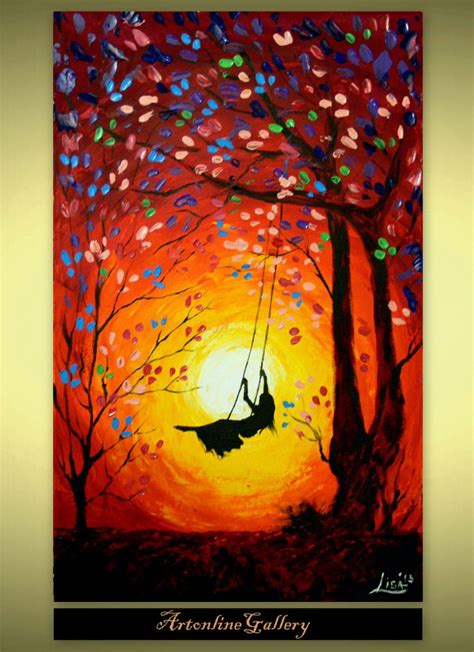 Girl On Swing At Sunset Silhouette Sunsets Pinterest Abstract
