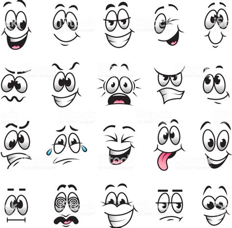 Funny Cartoon Faces Expressions Detailed Vector Set Cartoon Faces Expressions Funny Cartoon
