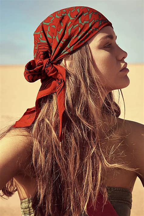 Voyager Block Print Bandana In 2020 Bandana Hairstyles For Long Hair Scarf Hairstyles Hippie