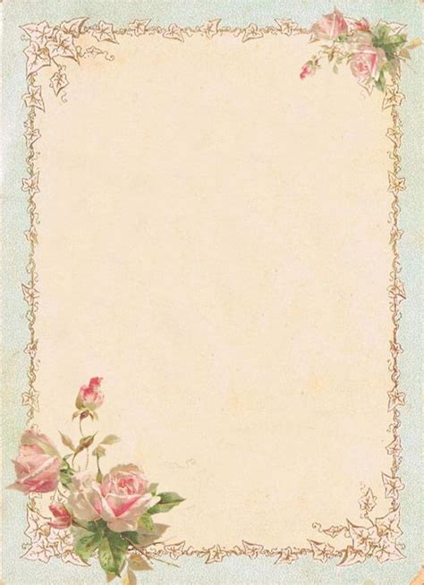 Background Frame Roses Writing Paper Printable Stationery Vintage