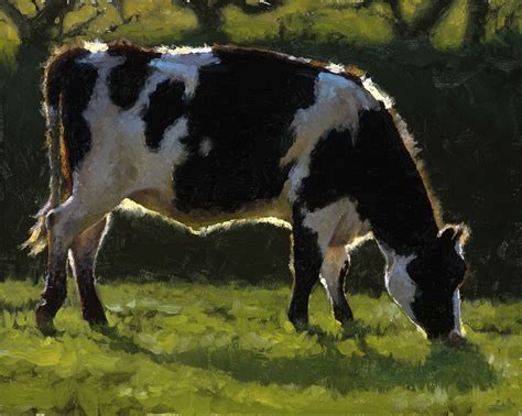 Holstein Grazing By Carol Peek Oil 8 X 10 Cow Art Farm Animal