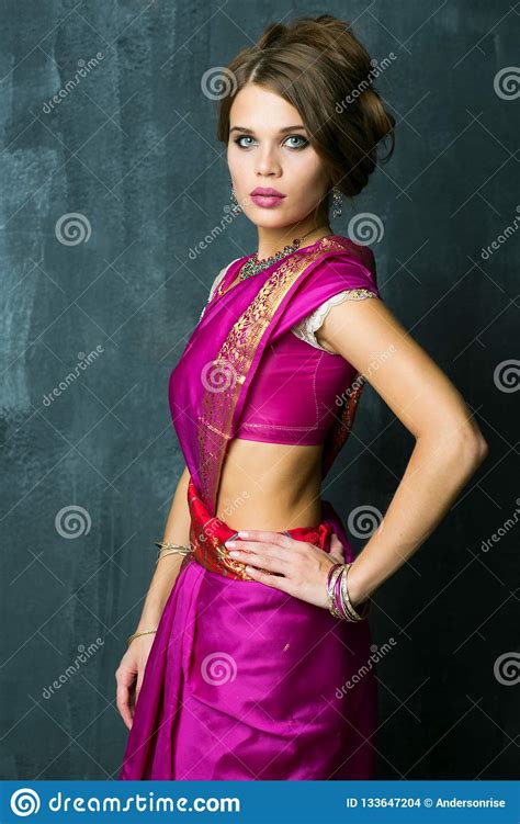 Beautiful Fashion Indian Woman Portrait With Oriental Accessories