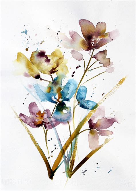 Floral Abstract Botanical Watercolor Print Flower Painting Etsy