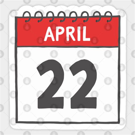 April 22nd Daily Calendar Page Illustration Calendar Sticker