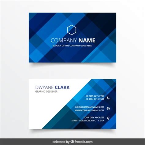 Free Vector Geometrical Business Card In Blue Tones