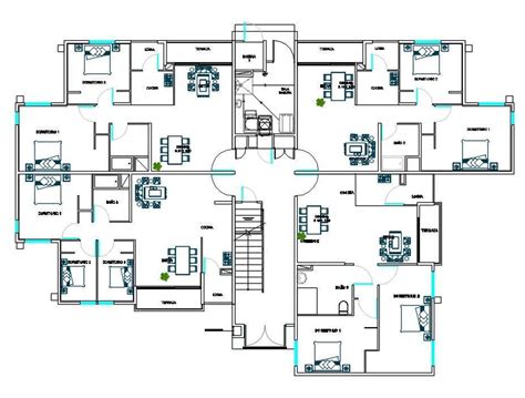 Unit Apartment Cluster Layout Plan With Furniture Set Up Drawing DWG File Cadbull Apartment