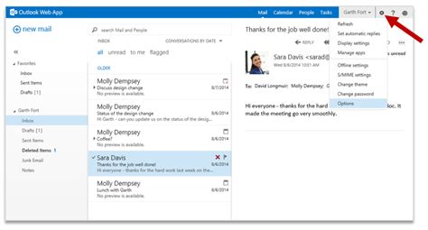 Improving Outlook Web App Options And Settings Microsoft 365 Blog