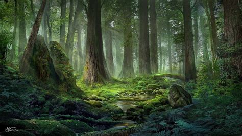 Light Of The Forest By Jeremy Chong Fantasy Landscape Fantasy Forest
