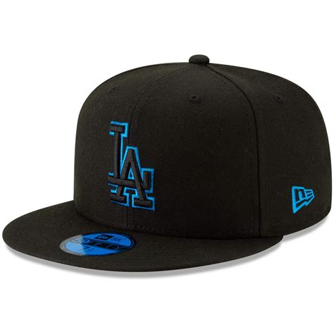 Mens Los Angeles Dodgers New Era Black Blue Outline Neon Pop 59fifty