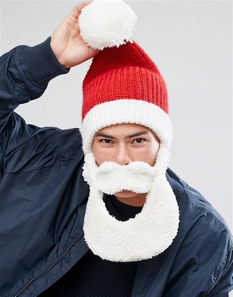 Boardmans Holidays Santa Beard Hat Red Beard Hat Santa Beard Hats