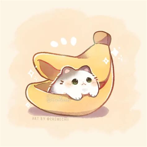 A Drawing Of A Cat In A Banana With The Caption Art By Germich