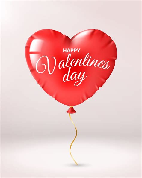 Heart Balloon Valentines Day Red Heart Shape Balloons Wishes Happy V