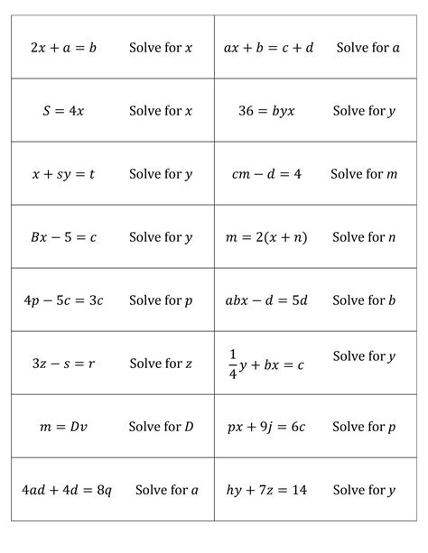 Literal Equations Practice Worksheet Answers Equations Worksheets
