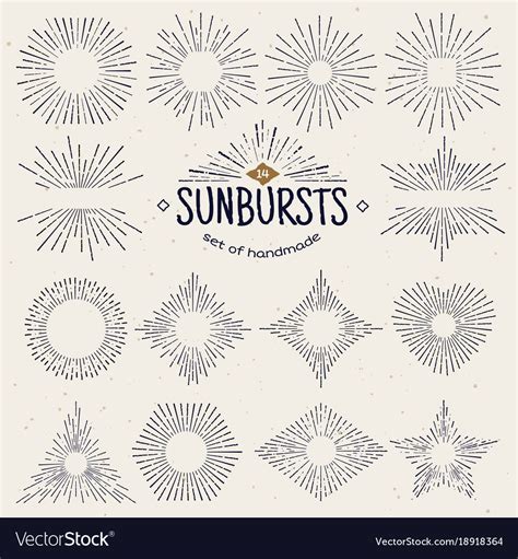 Geometric Hand Drawn Sunburst Sun Beams Royalty Free Vector