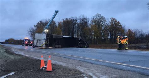 Tractor Trailer Rollover Causes Eastbound 401 Delays Near West Lorne