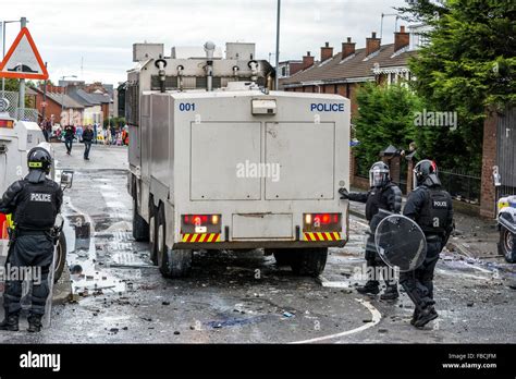 PSNI Water Cannon Being Deployed During Irish Republican Riot In