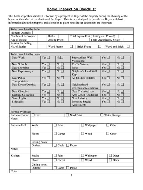 Printable Professional Home Inspection Checklist Pdf Fill Online
