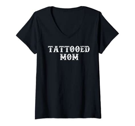 Womens Funny Tattooed Mom V Neck T Shirt Clothing