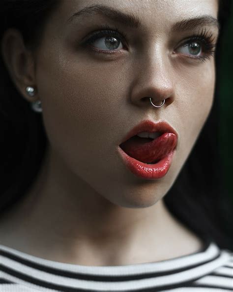 Nose Rings Licking Lips Face Women 1080p 2k 4k 5k Hd Wallpapers Free