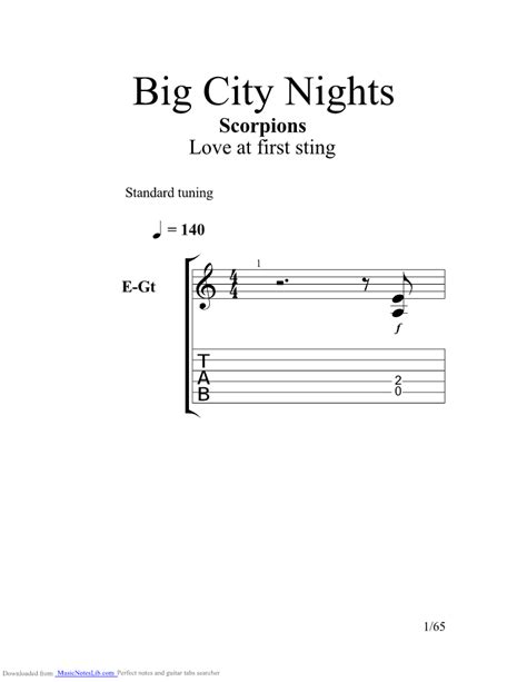 Big City Nights Guitar Pro Tab By Scorpions