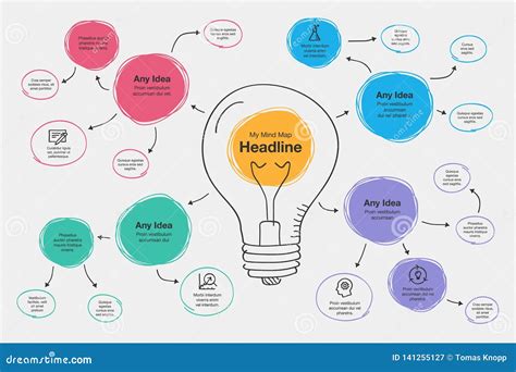Hand Drawn Infographic For Mind Map Visualization Template With Light